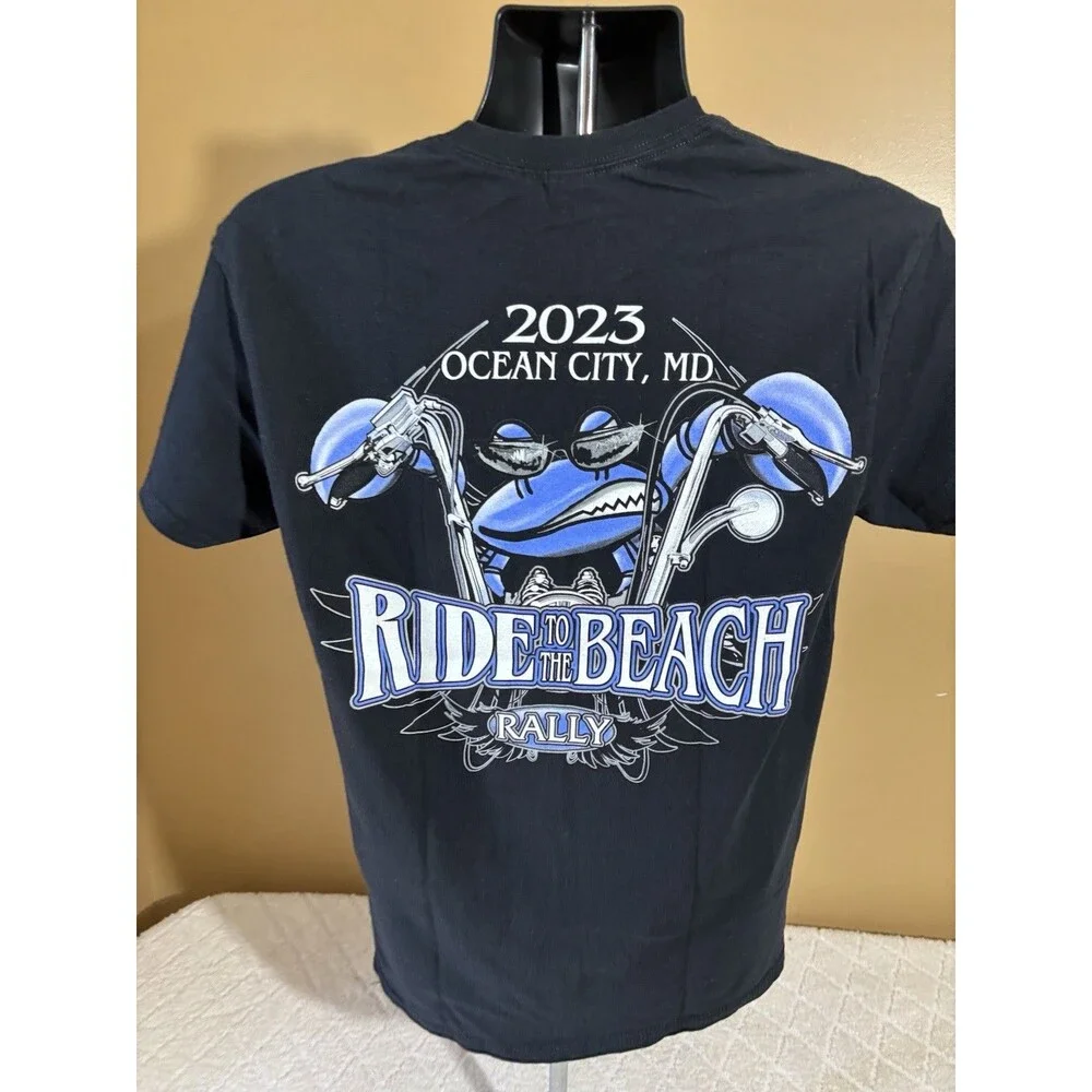 2023 Ocean City MD Ride To The Beach Rally 2 Sided Crab Motorcycle Tee Size M